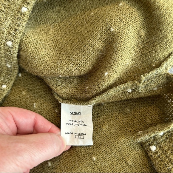 Cozy Olive Green Top with Cream Dots - Picture 4 of 7